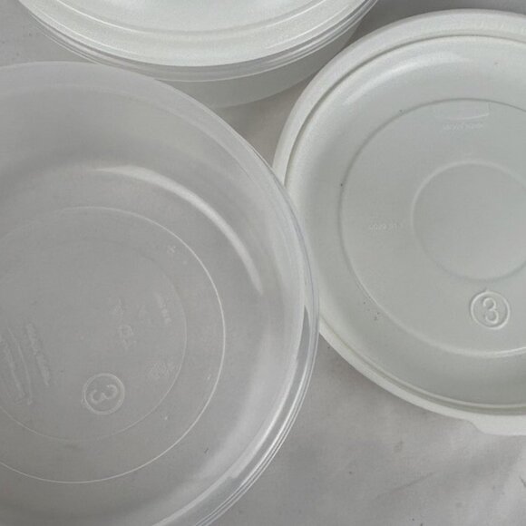 Vtg Rubbermaid Servin Saver Storage Container Round Set Of 3 Almond Lid #3 #2 - Picture 4 of 4